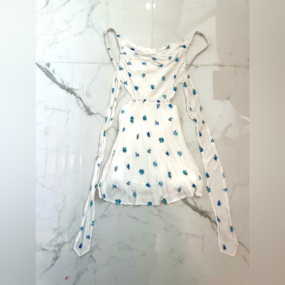 Sky to Moon Mini Dress Floral Bridal Engagement Fairycore Honeymoon Size Small - Picture 10 of 11